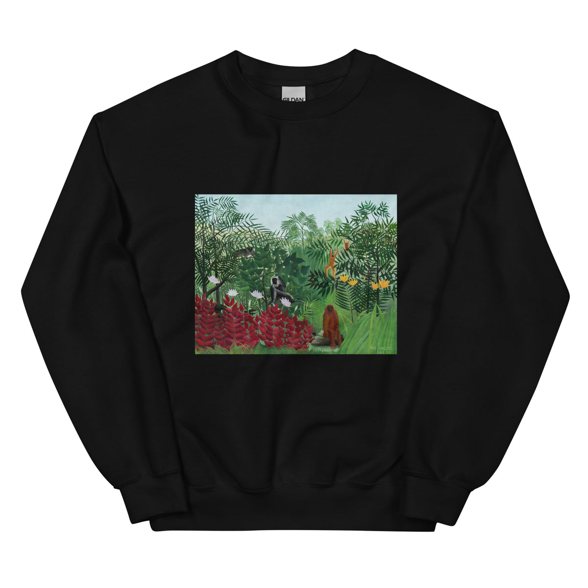 Black Sweater Tropical Forest With Monkeys Essential