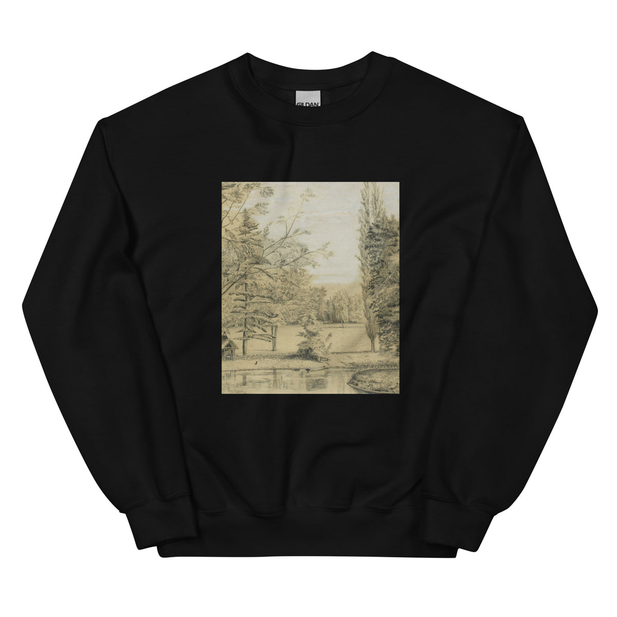 Black Sweater River And Park Landscape Essential