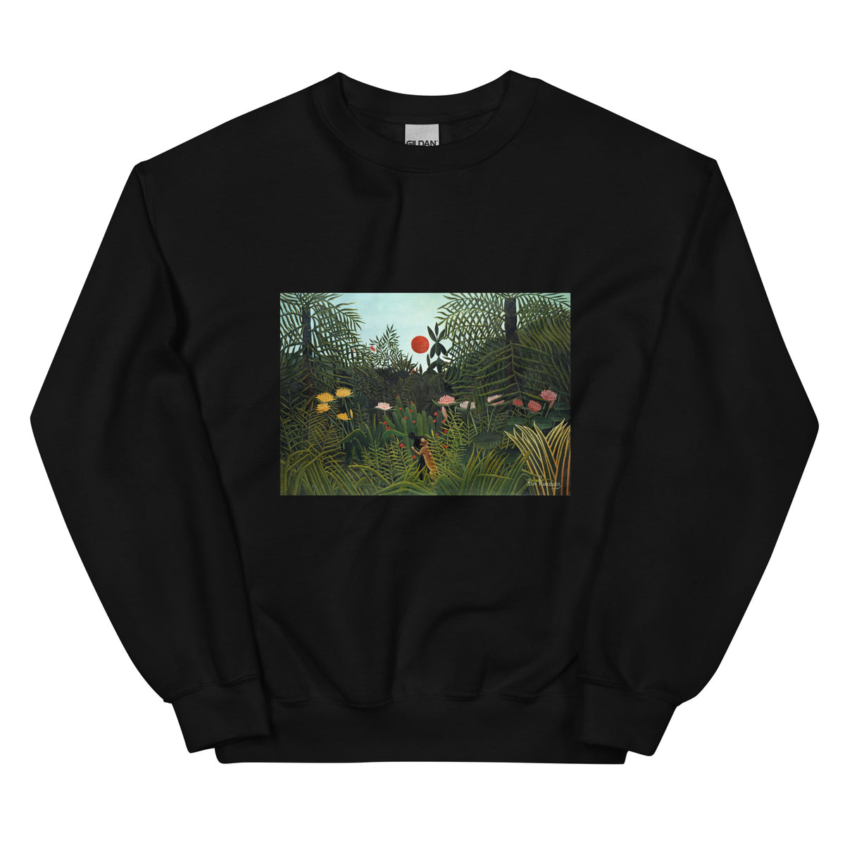 Black Sweater Henri Rousseau Virgin Forest With Sunset Famous Painting Essential