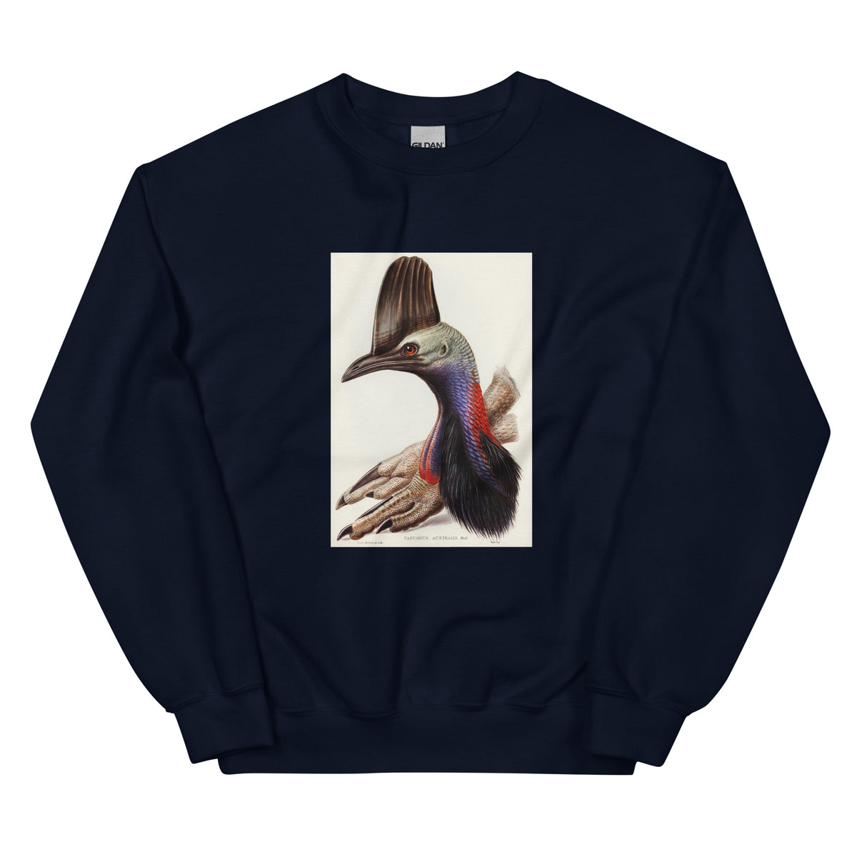 Navy Sweater Australian Cassowary Casuarius Australis Illustrated - Elizabeth Gould 1804 Essential