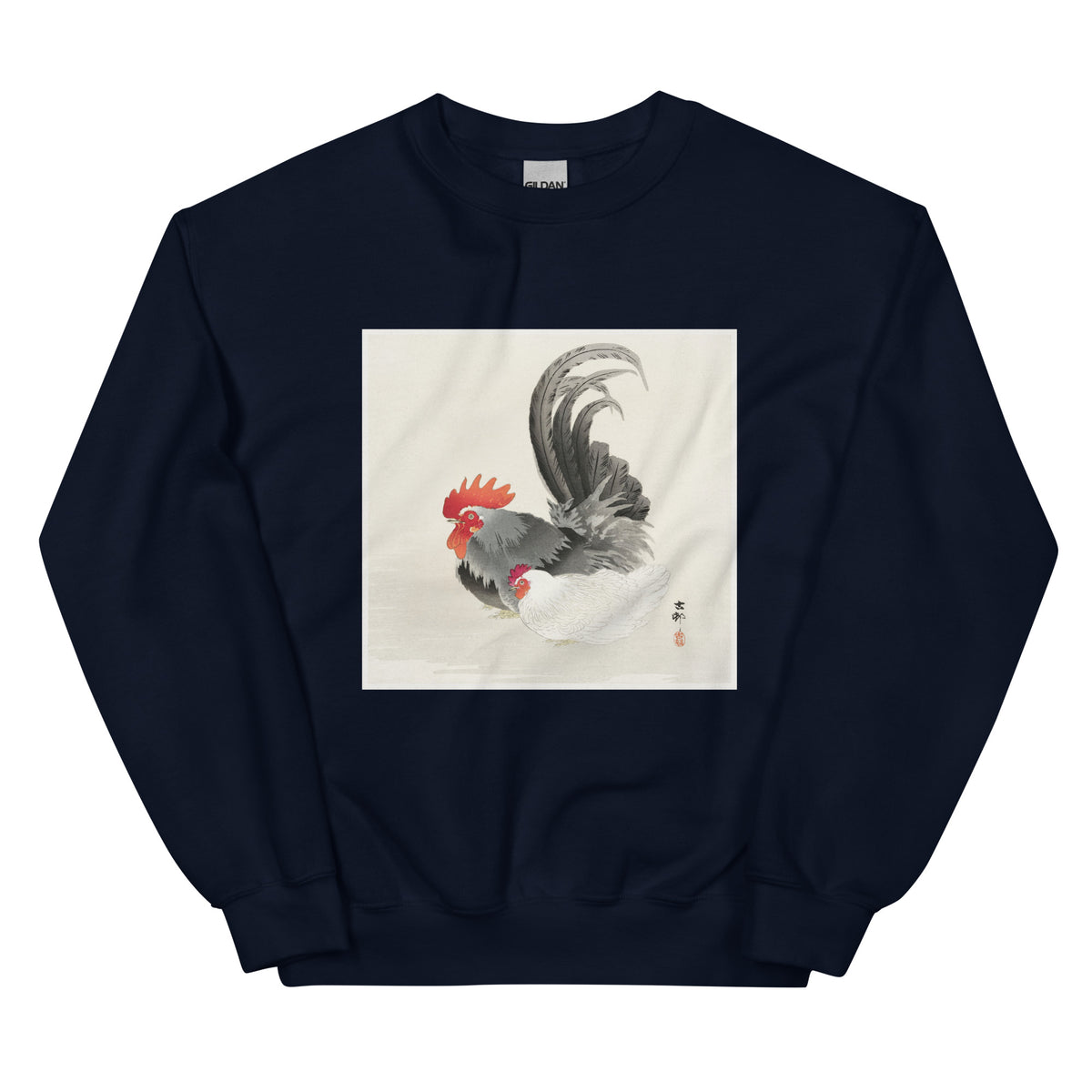 Navy Sweater Chicken And Cock - Ohara Koson 1900 Essential