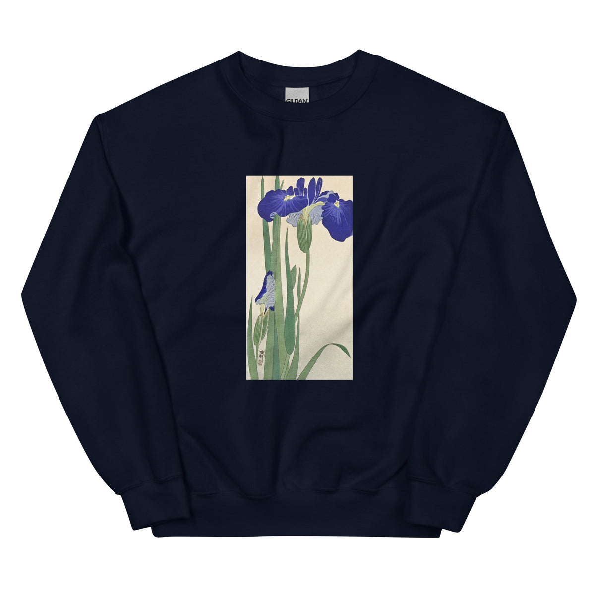 Navy Sweater Blue Irises - Ohara Koson 1900 Essential