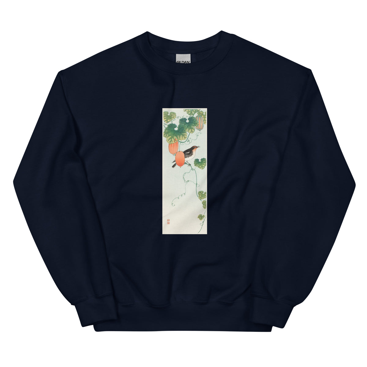Navy Sweater Songbird In Cucumber Plant - Ohara Koson 1925 Essential