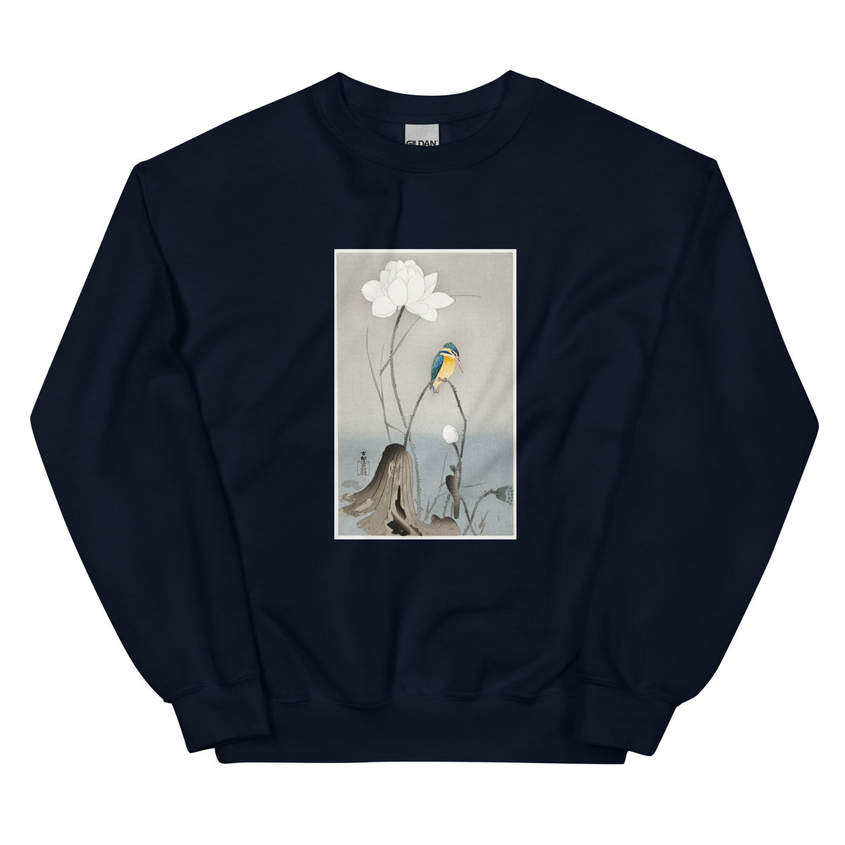 Navy Sweater Kingfisher With Lotus Flower - Ohara Koson 1900 Essential