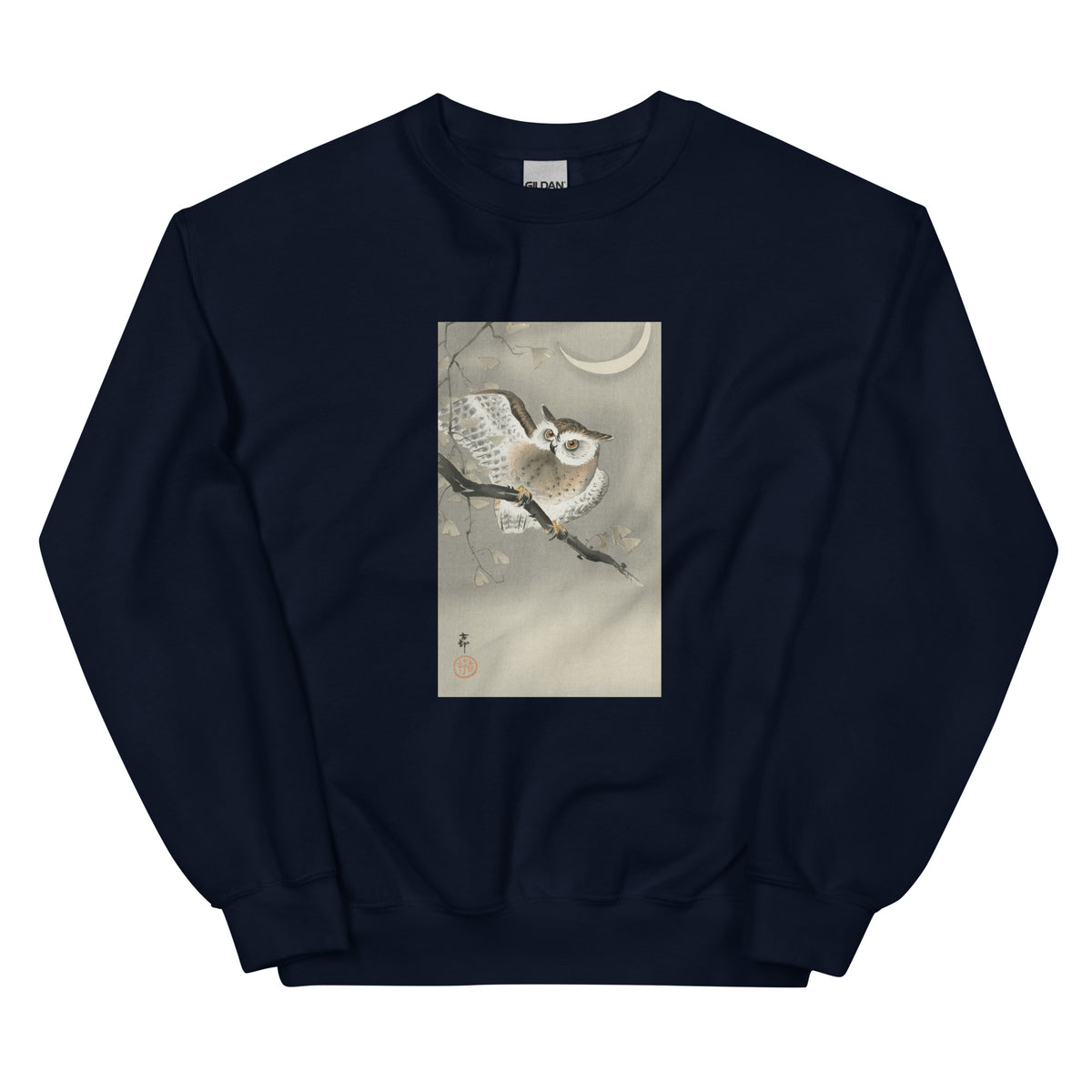 Navy Sweater Long-Eared Owl In Ginkgo - Ohara Koson 1900 Essential