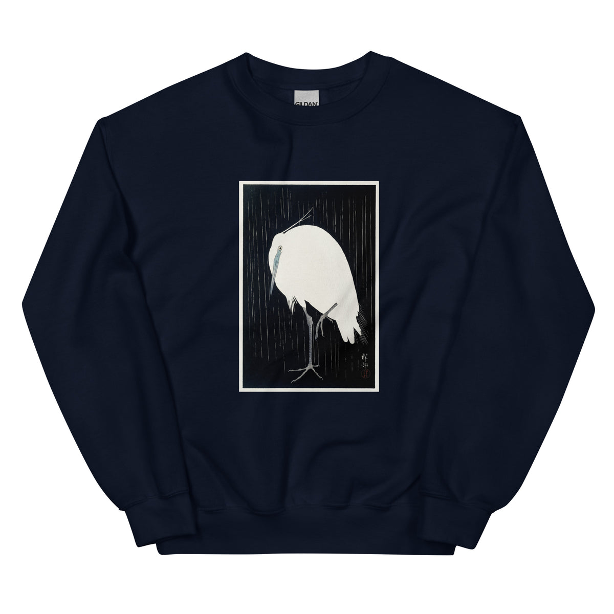 Navy Sweater Egret In The Rain - Ohara Koson 1925 Essential