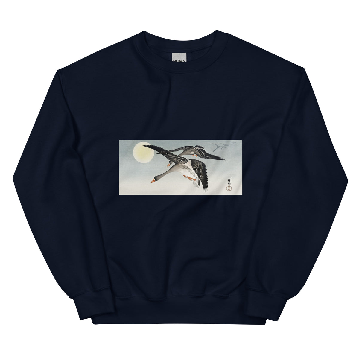 Navy Sweater Birds At Full Moon - Ohara Koson 1900 Essential