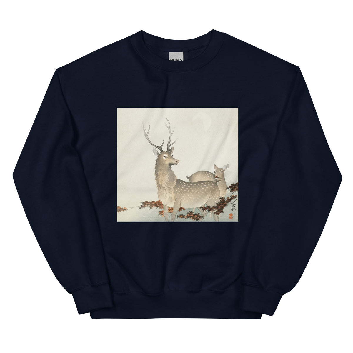 Navy Sweater Couple Of Deers - Ohara Koson 1900 Essential