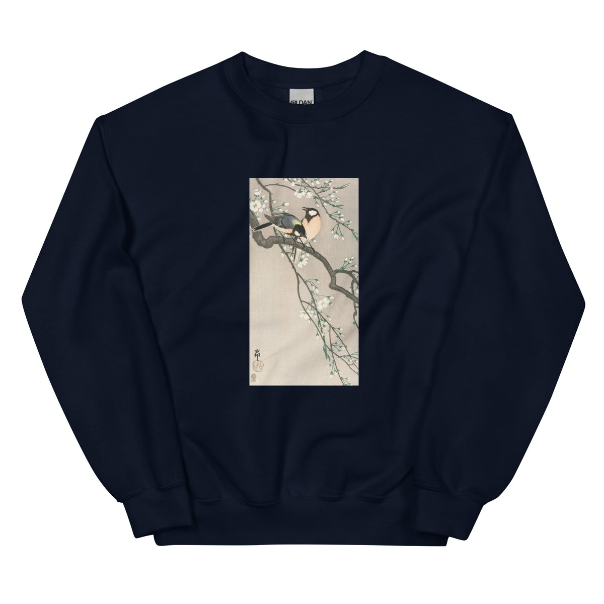 Navy Sweater Tits On Cherry Branch Essential