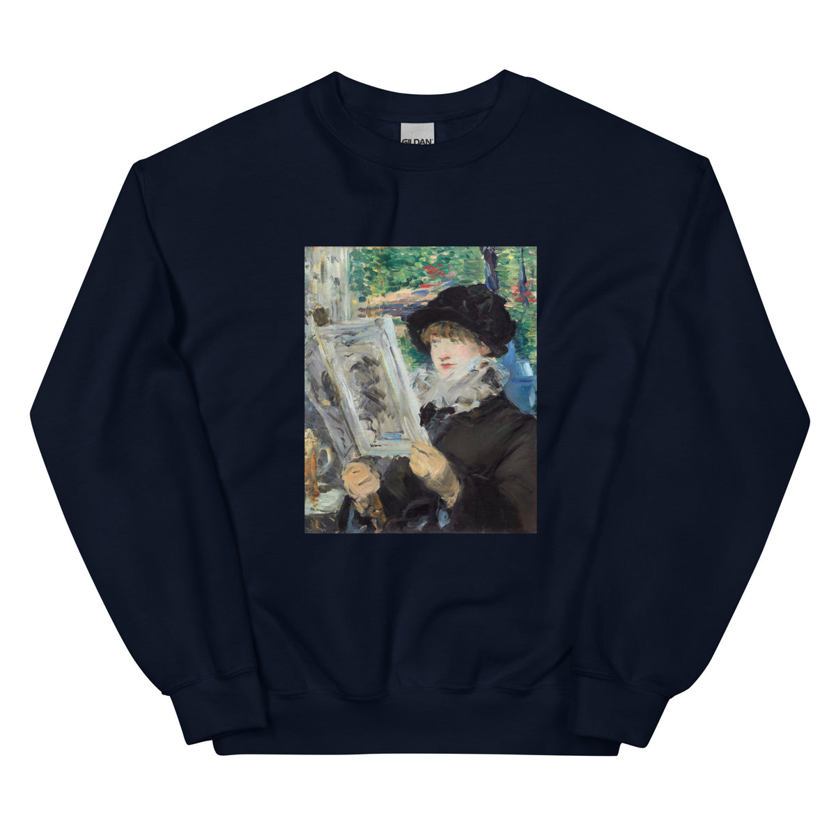 Navy Sweater Woman Reading Painting In High Resolution Essential