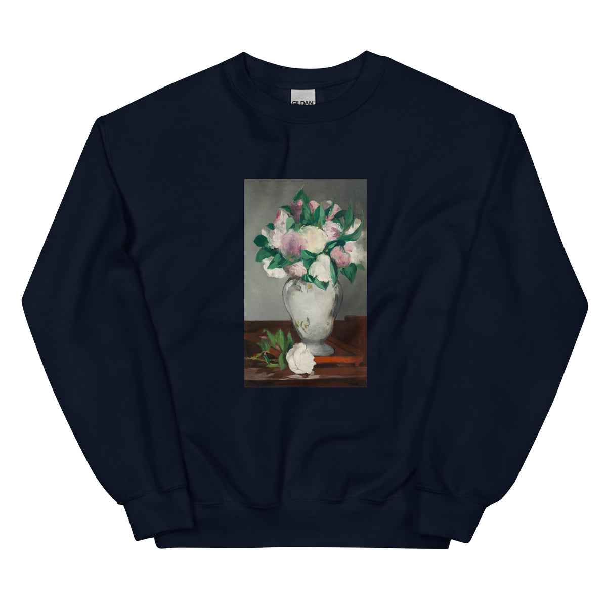 Navy Sweater Peonies Painting In High Resolution Essential