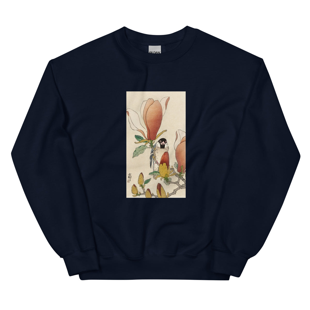 Navy Sweater Sparrow On Blooming Magnolia Branch - Ohara Koson 1900 Essential