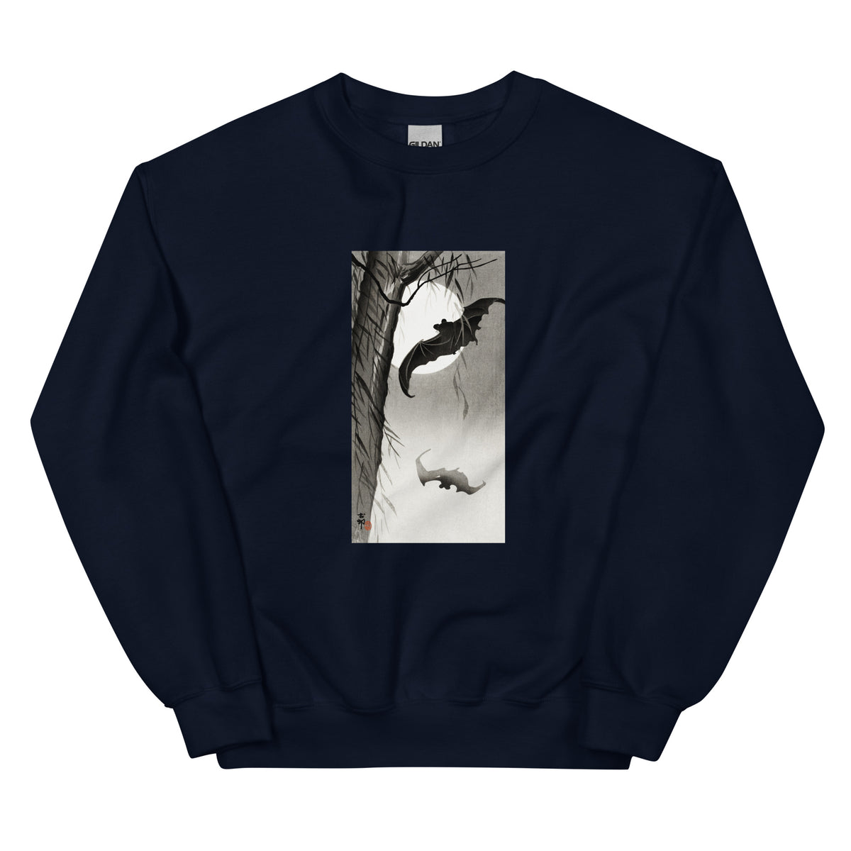 Navy Sweater Bats Under The Full Moon - Ohara Koson 1900 Essential