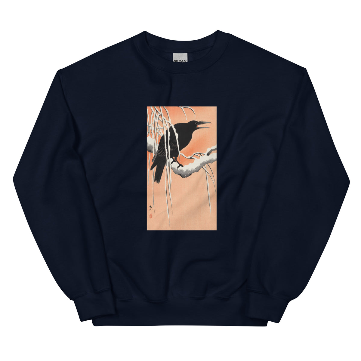 Navy Sweater Crow On Snowy Branch - Ohara Koson 1900 Essential