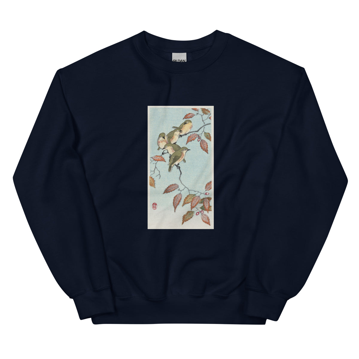 Navy Sweater Birds On A Branch - Ohara Koson 1900 Essential