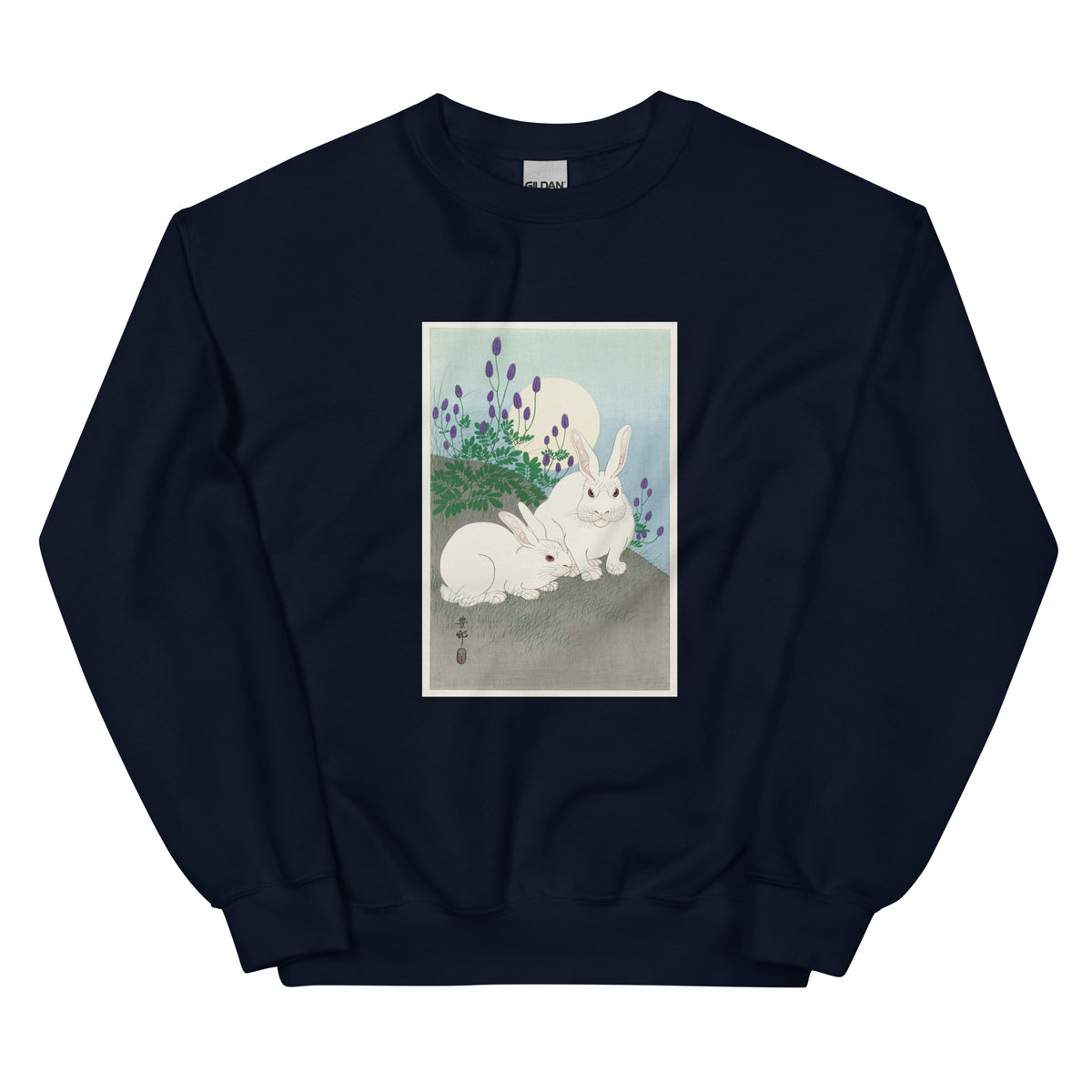 Navy Sweater Rabbits At Full Moon - Ohara Koson 1920 Essential