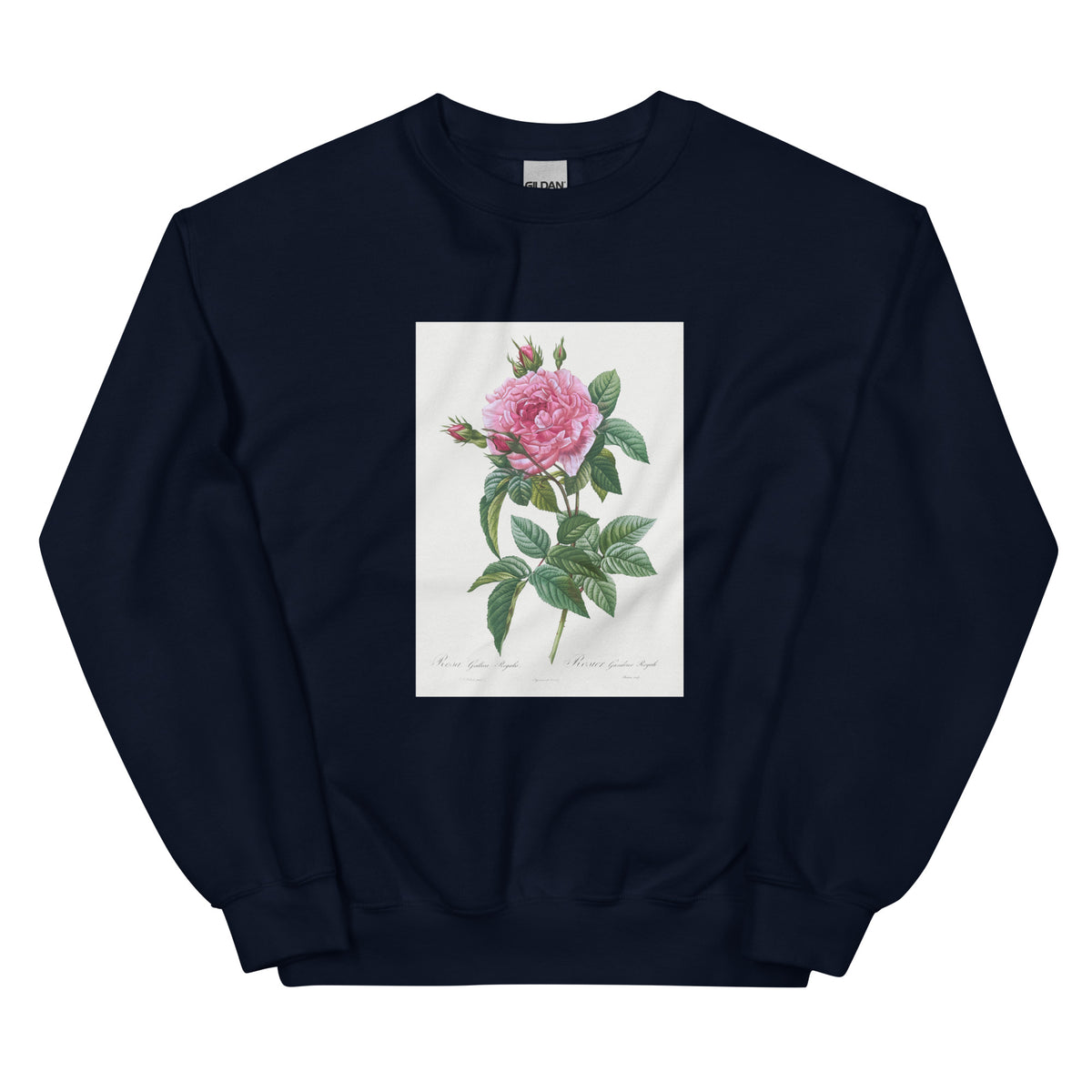 Navy Sweater Gallic Rose Rosa Gallica Regalis Essential