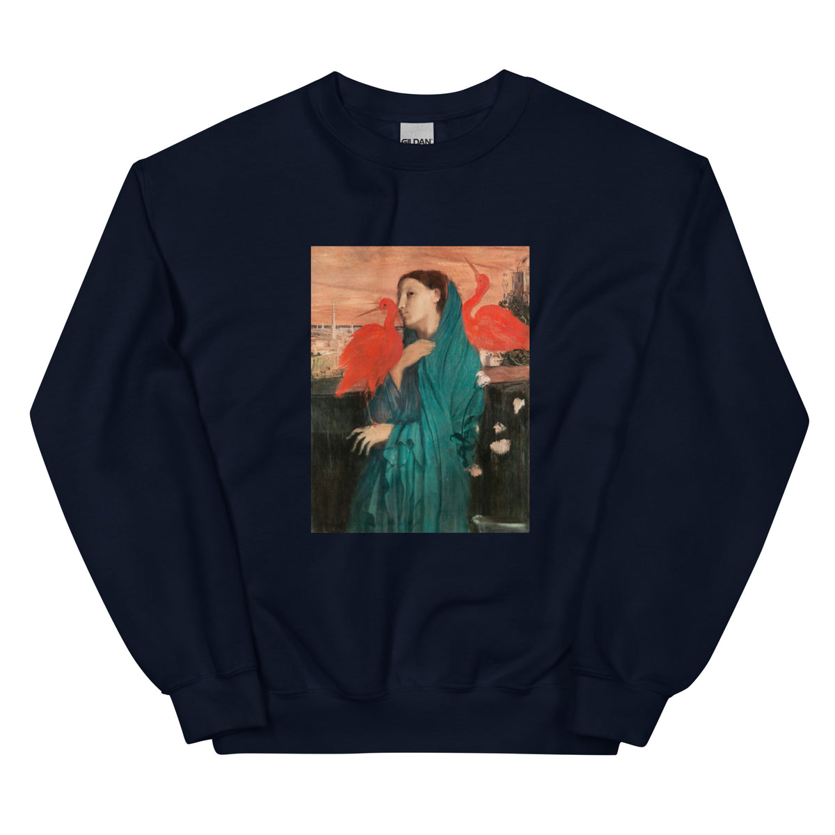 Navy Sweater Young Woman With Ibis Painting In High Resolution Essential