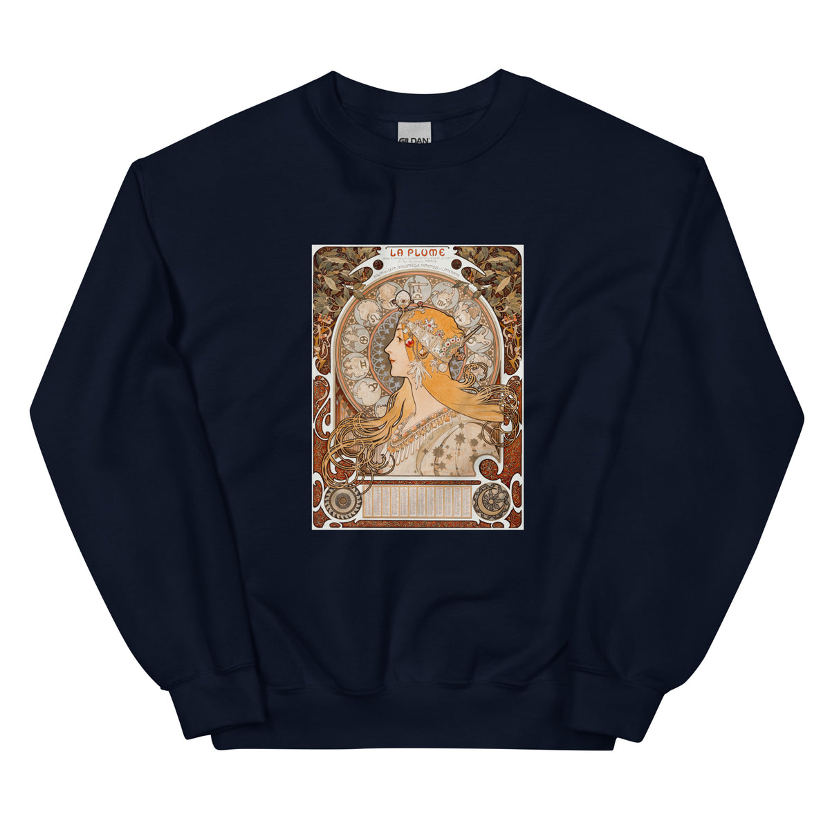 Navy Sweater Alphonse Maria Mucha S Zodiaque Or La Plume Famous Art Nouveau Artwork Essential