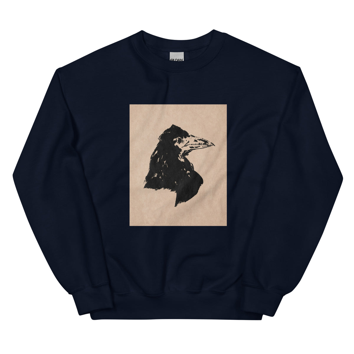 Navy Sweater Raven Head Print In High Resolution Essential