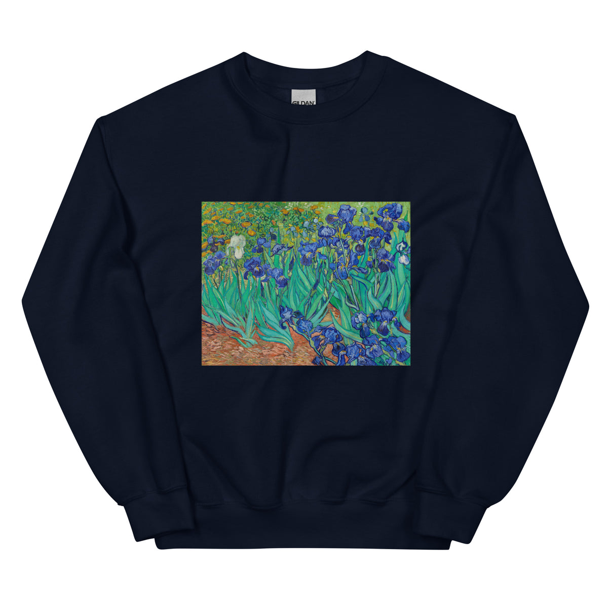 Navy Sweater Vincent Van Gogh S Irises Famous Painting Essential
