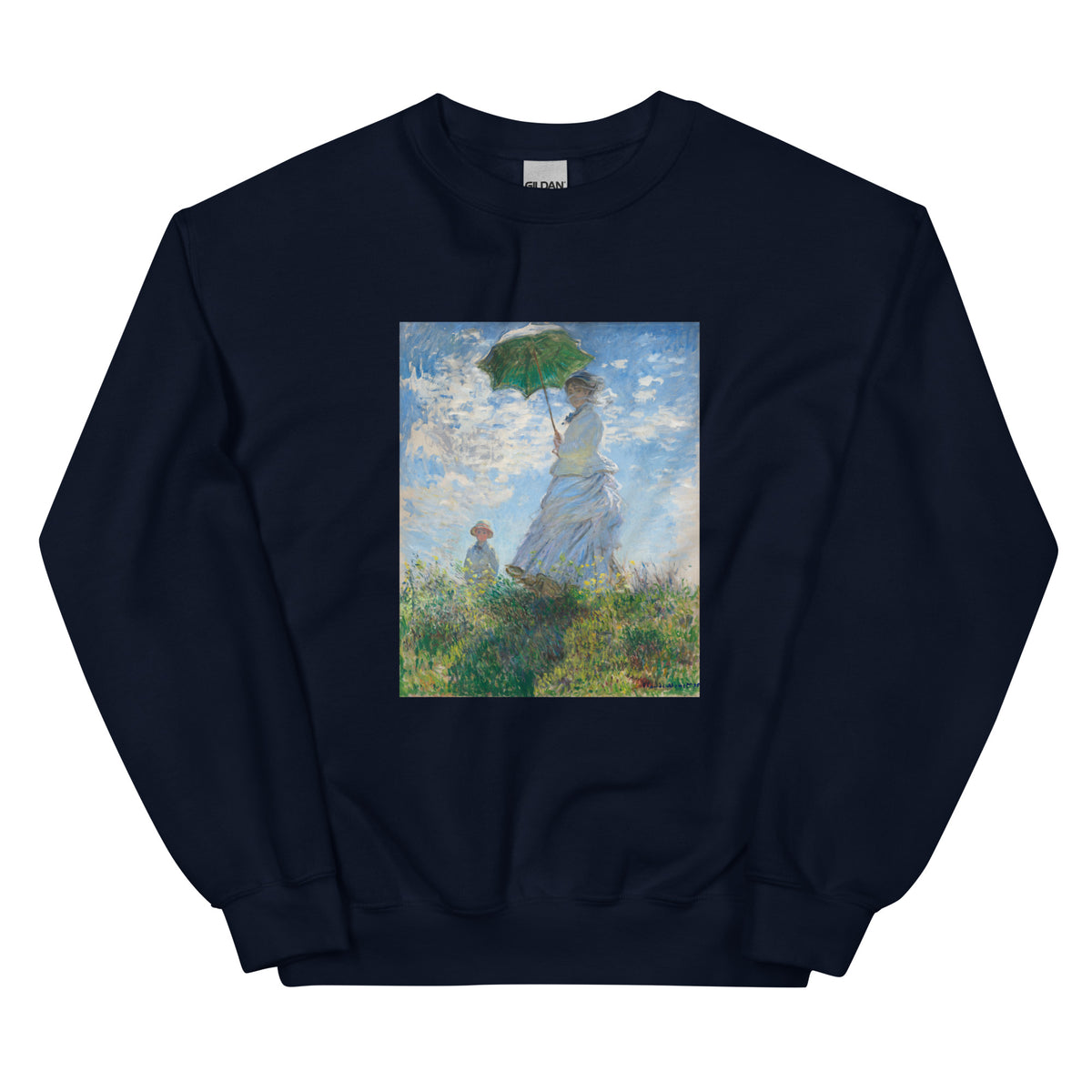 Navy Sweater Claude Monet S Madame Monet And Her Son Woman With A Parasol Famous Painting Essential