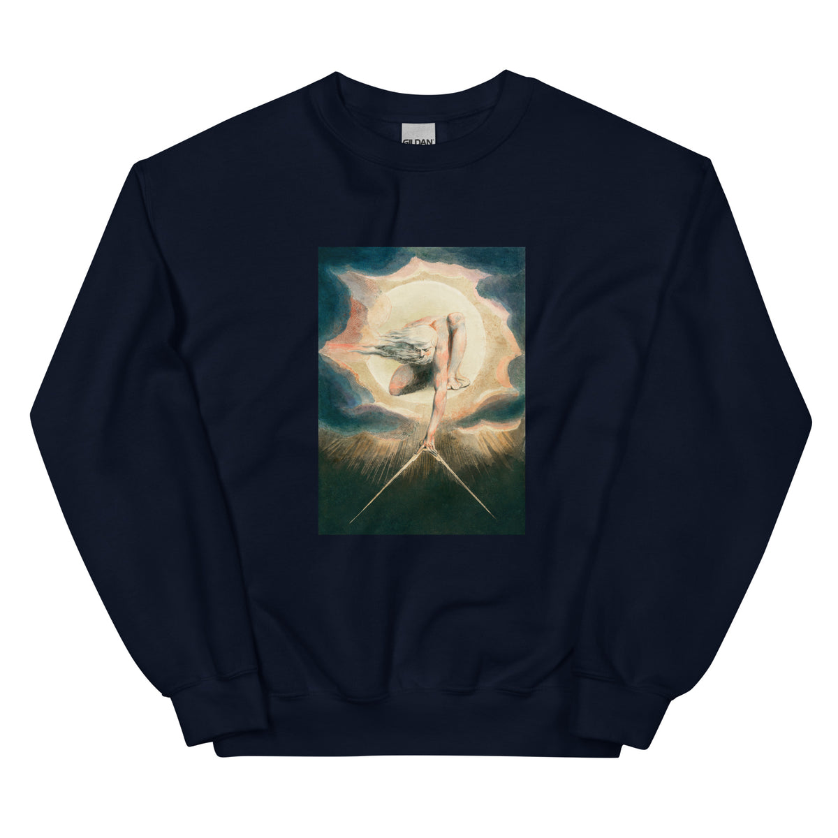 Navy Sweater Ancient Of Days Setting A Compass To The Earth Illustration - William Blake 1794 Essential