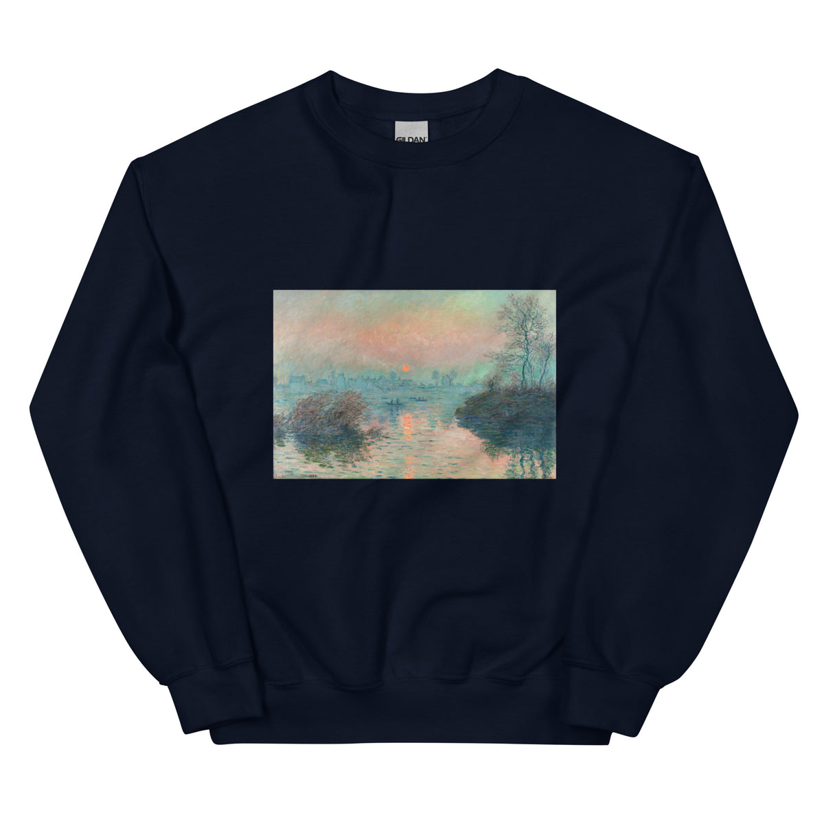 Navy Sweater Sun Setting On The Seine At Lavacourt Claude Monet High Resolution Famous Painting Essential