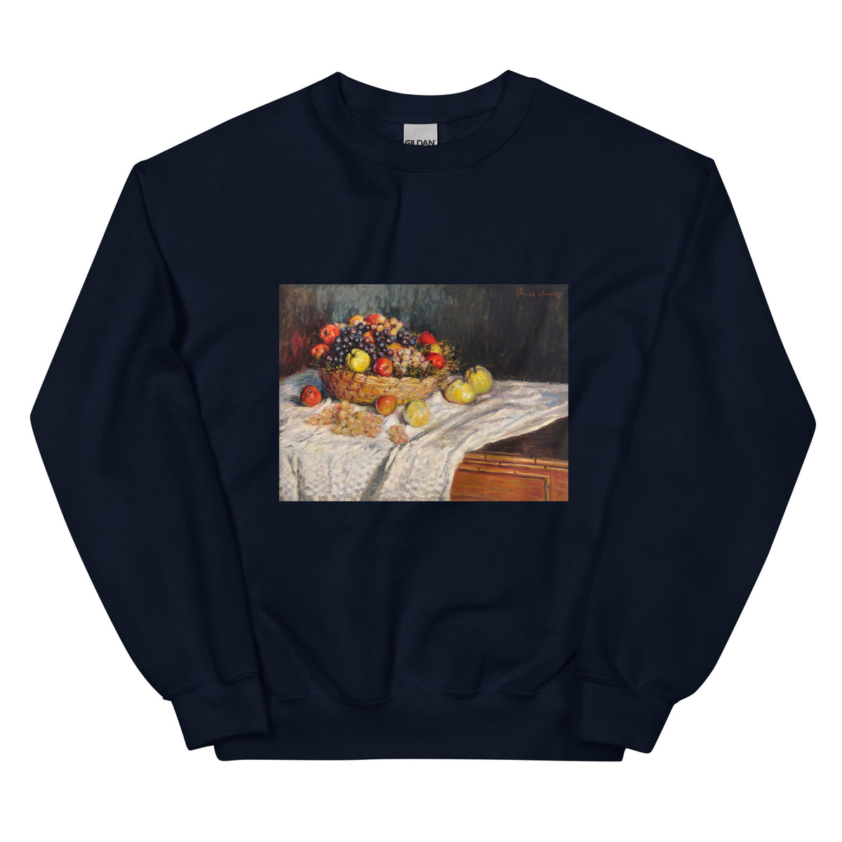 Navy Sweater Apples And Grapes Essential
