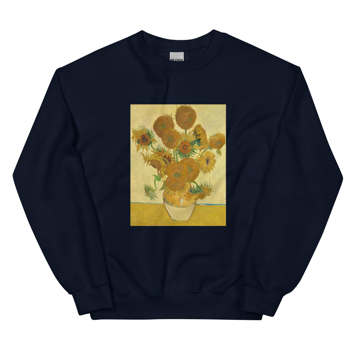 Navy Sweater Vincent Van Gogh S Sunflowers Famous Still Life Painting Essential