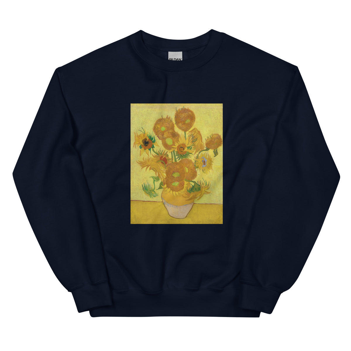 Navy Sweater Vincent Van Gogh S Sunflowers Famous Painting Essential