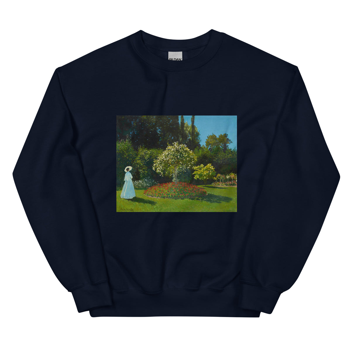 Navy Sweater Claude Monet S Lady In The Garden Famous Painting Essential