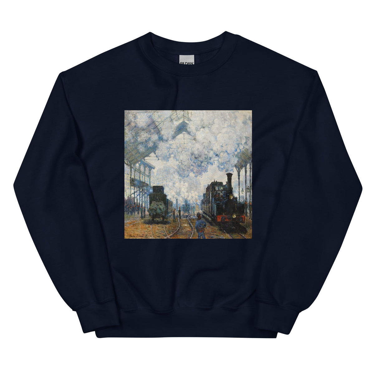 Navy Sweater Claude Monet S Arrival Of The Normandy Train Famous Painting Essential