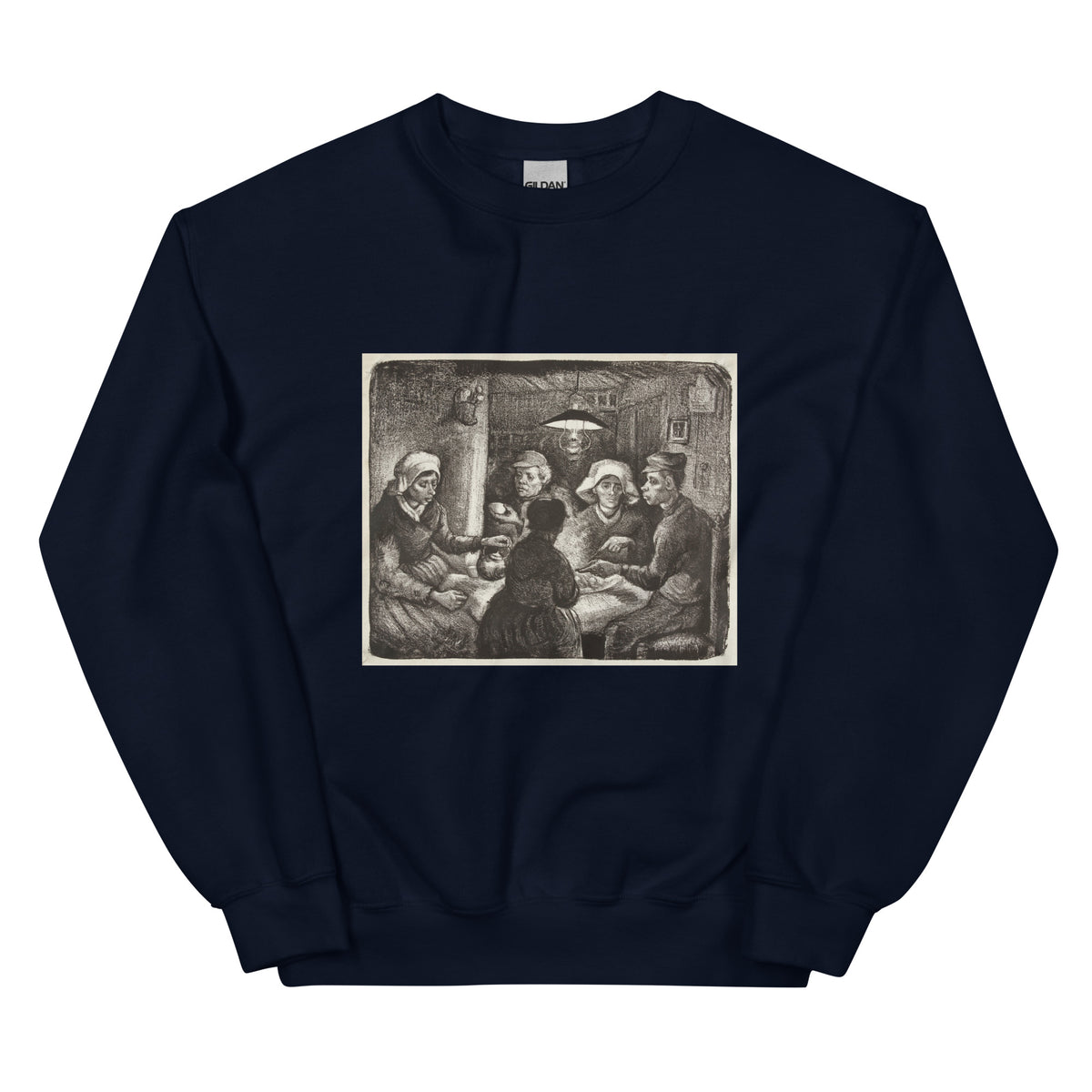 Navy Sweater Composition Lithograph Of The Potato Eaters De Aardappeleters 1885 Essential