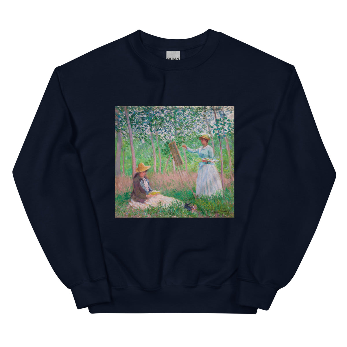 Navy Sweater In The Woods At Giverny Blanche Hoschede At Her Easel With Suzanne Hoschede Reading Essential