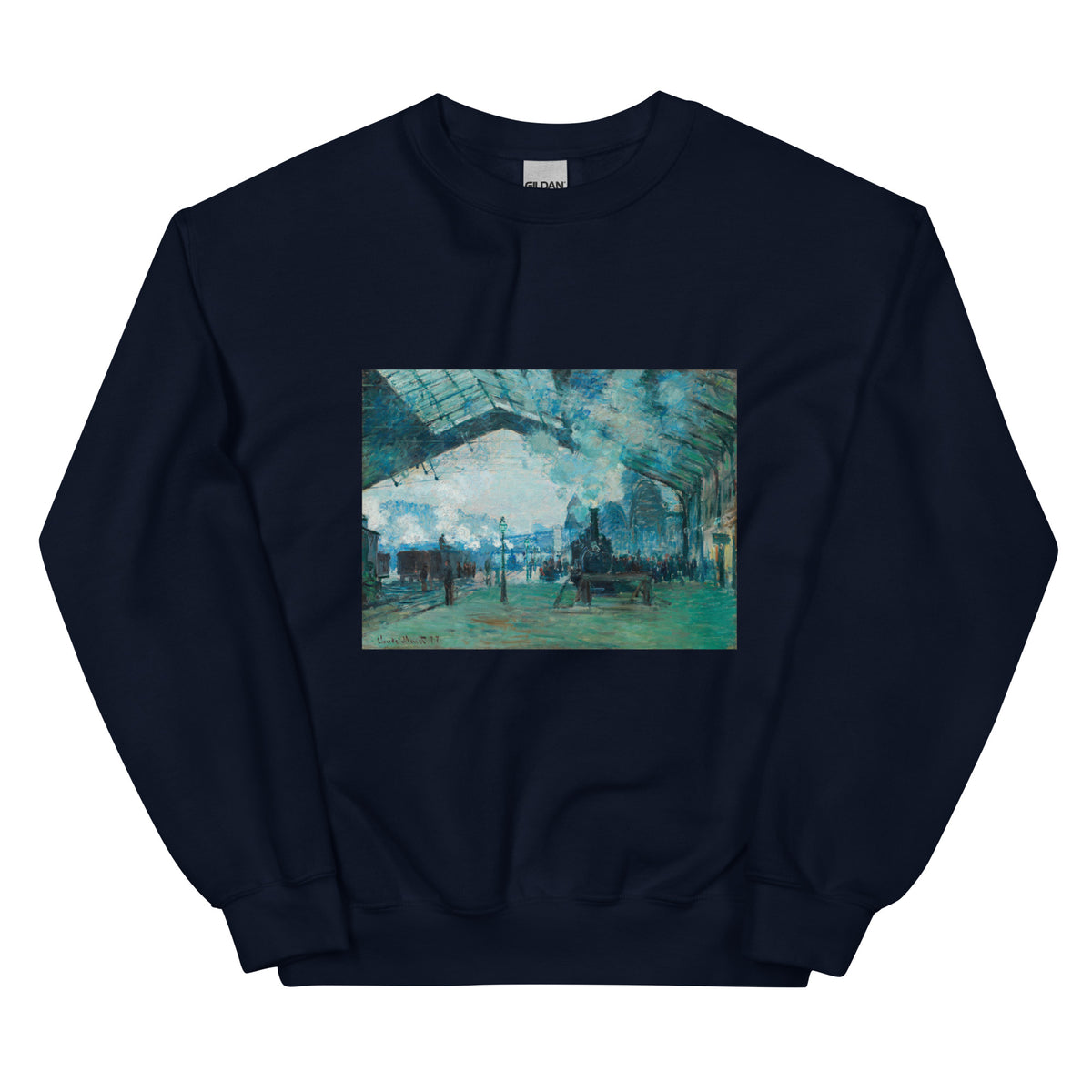 Navy Sweater Arrival Of The Normandy Train Gare Saint-Lazare Essential