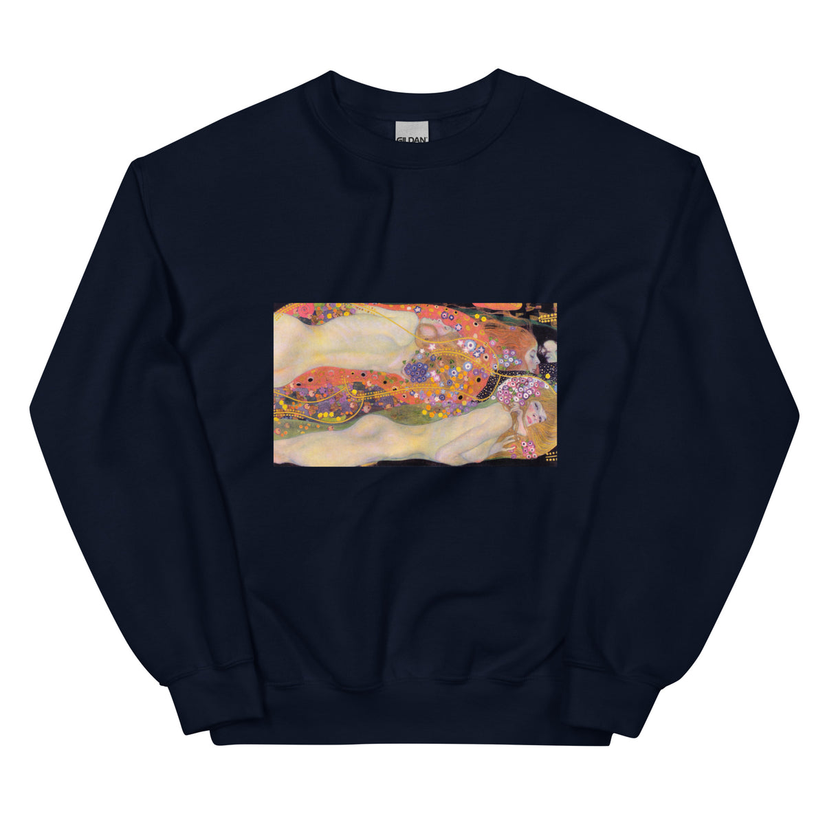 Navy Sweater Gustav Klimt Water Serpents II Famous Painting Essential