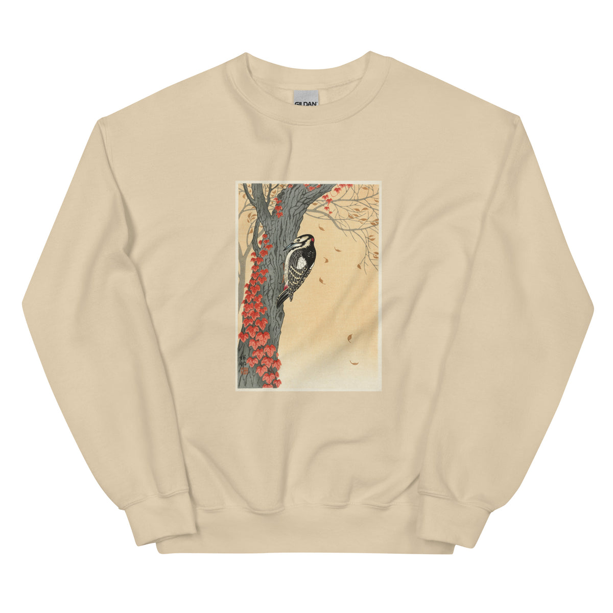 Sand Sweater Great Spotted Woodpecker In Tree With Red Ivy - Ohara Koson 1925 Essential