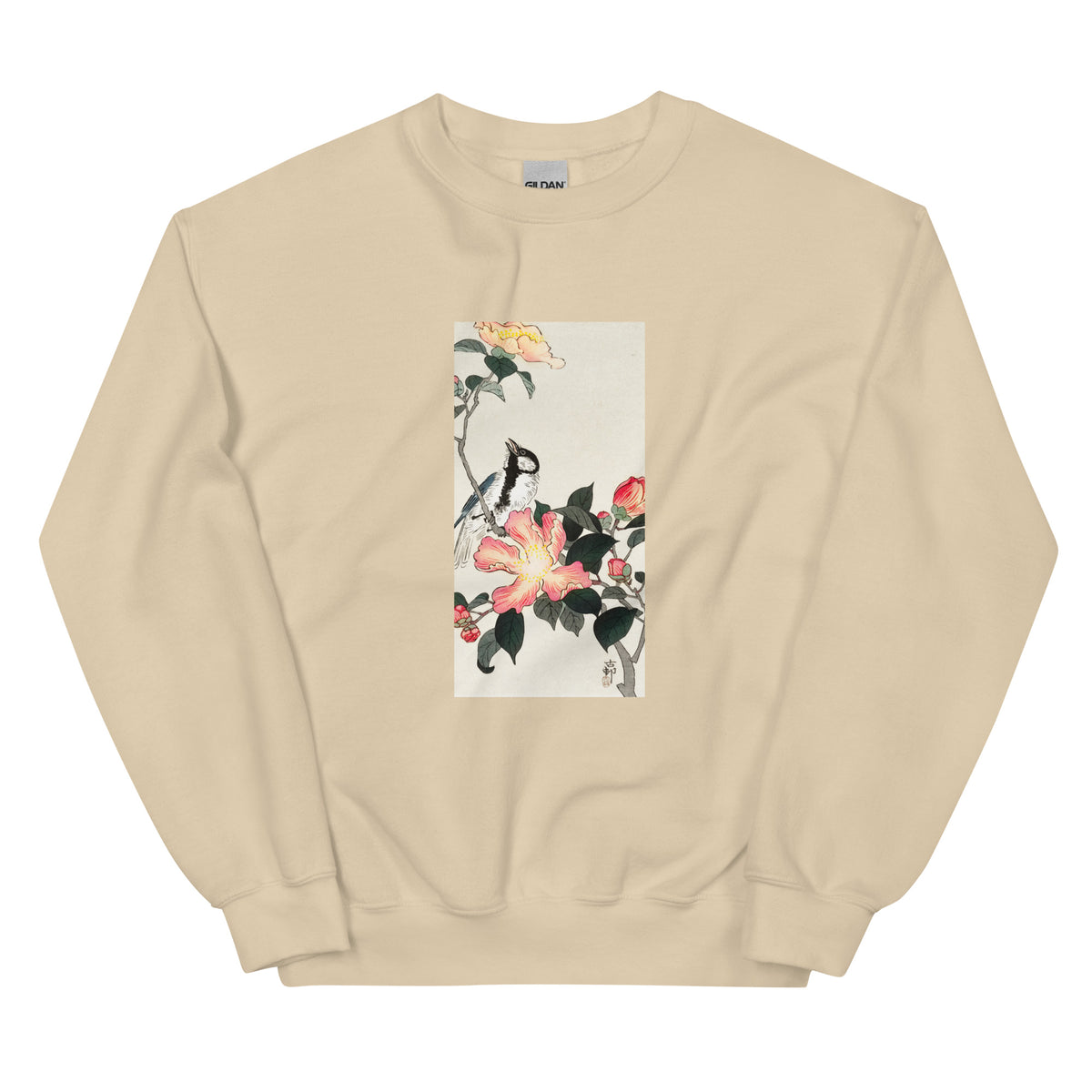 Sand Sweater Great Tit On Branch With Pink Flowers - Ohara Koson 1900 Essential