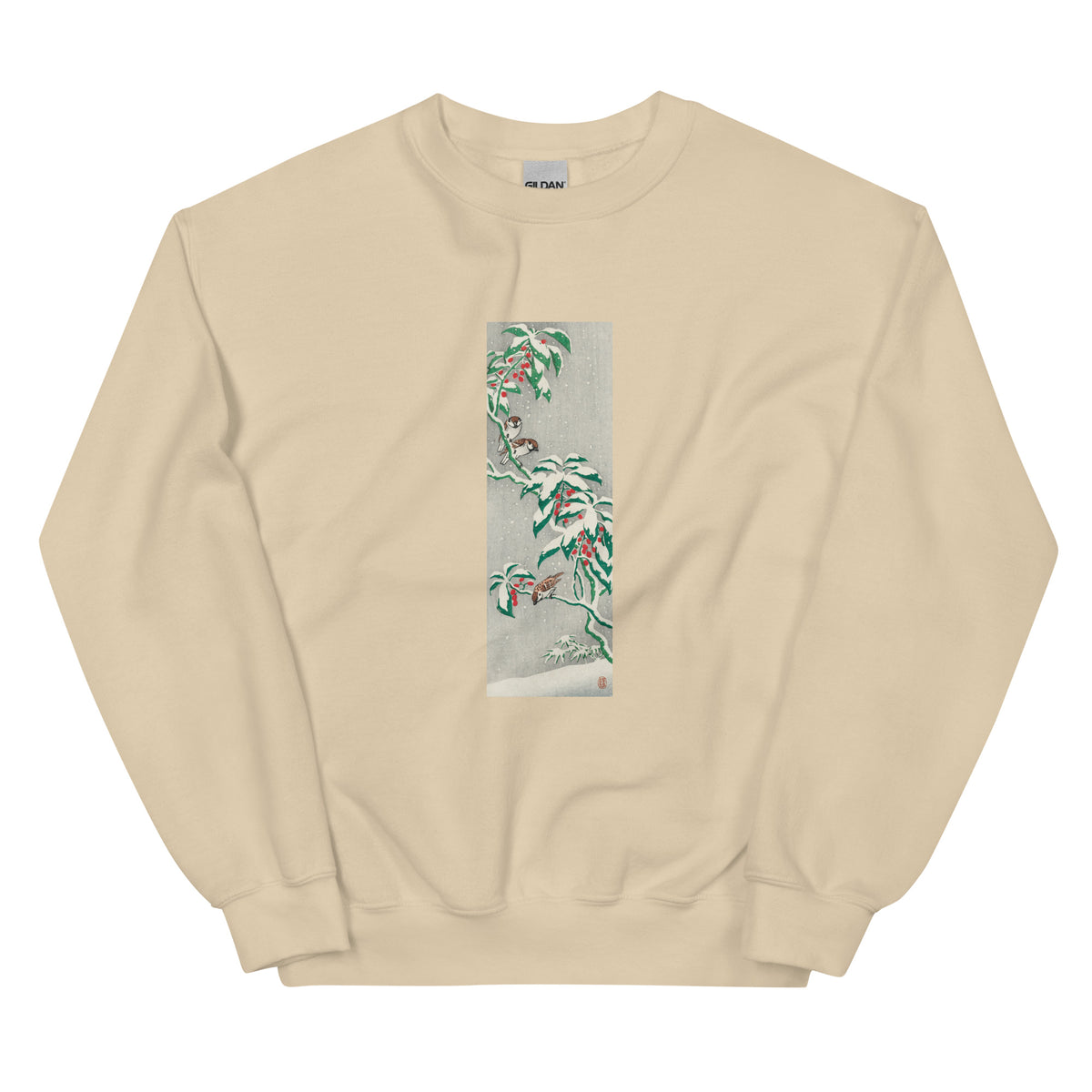 Sand Sweater Sparrows On Snowy Berry Bush Essential