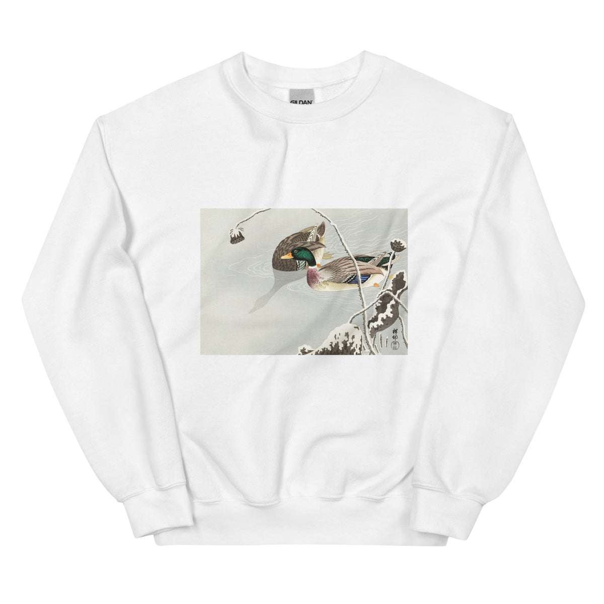 White Sweater Two Mallards Near A Snow-Covered Lotus - Ohara Koson 1925 Essential