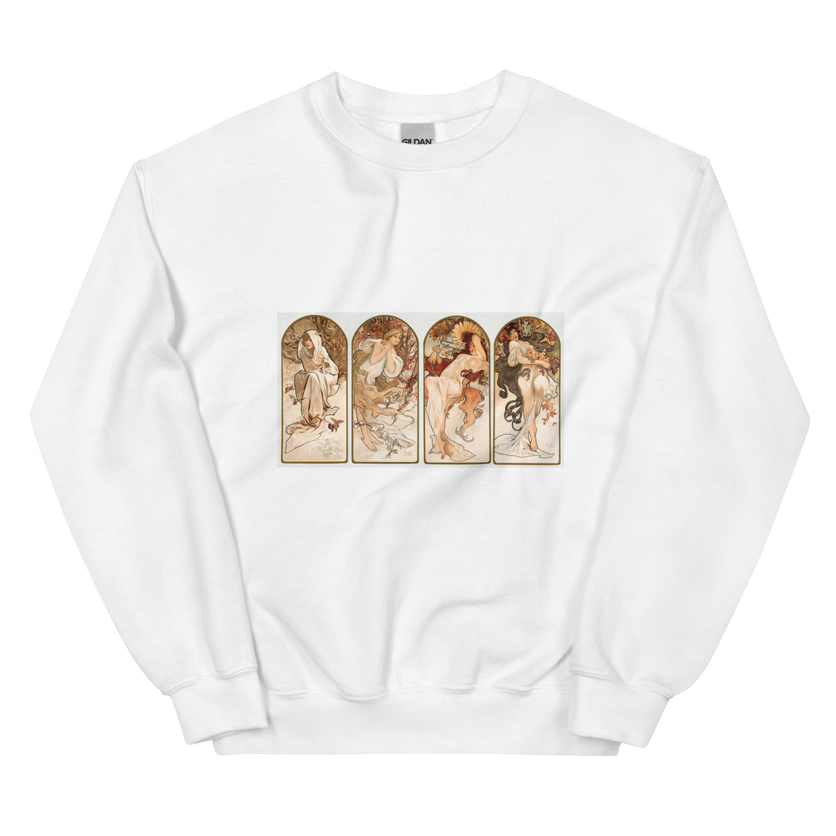 White Sweater Alphonse Maria Mucha S The Seasons Famous Art Nouveau Artwork Essential