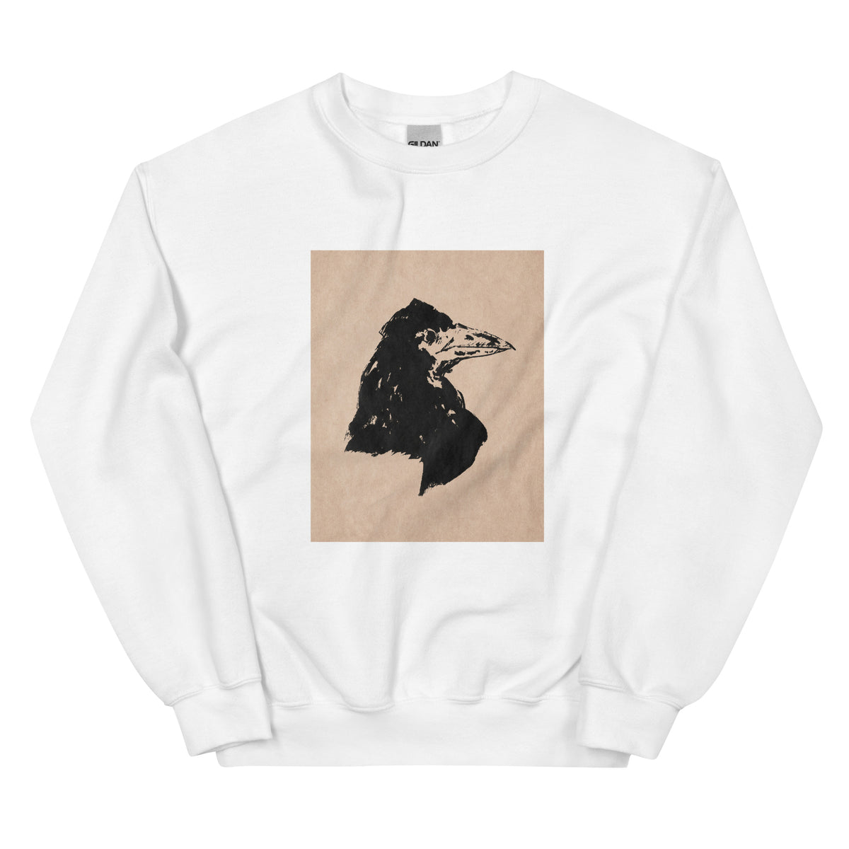 White Sweater Raven Head Print In High Resolution Essential