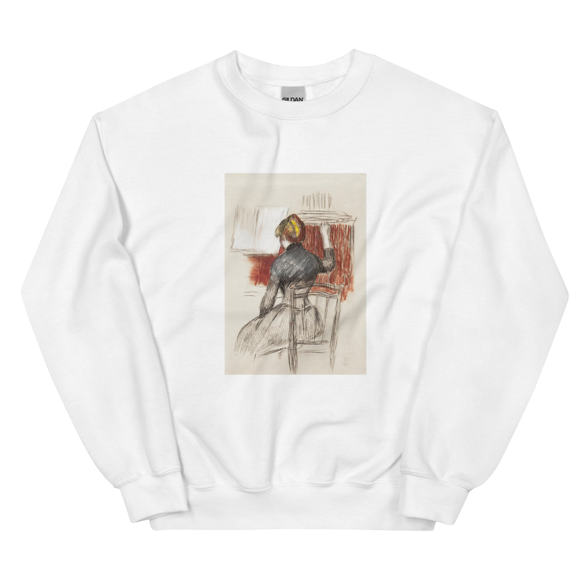 White Sweater Woman At A Piano Essential
