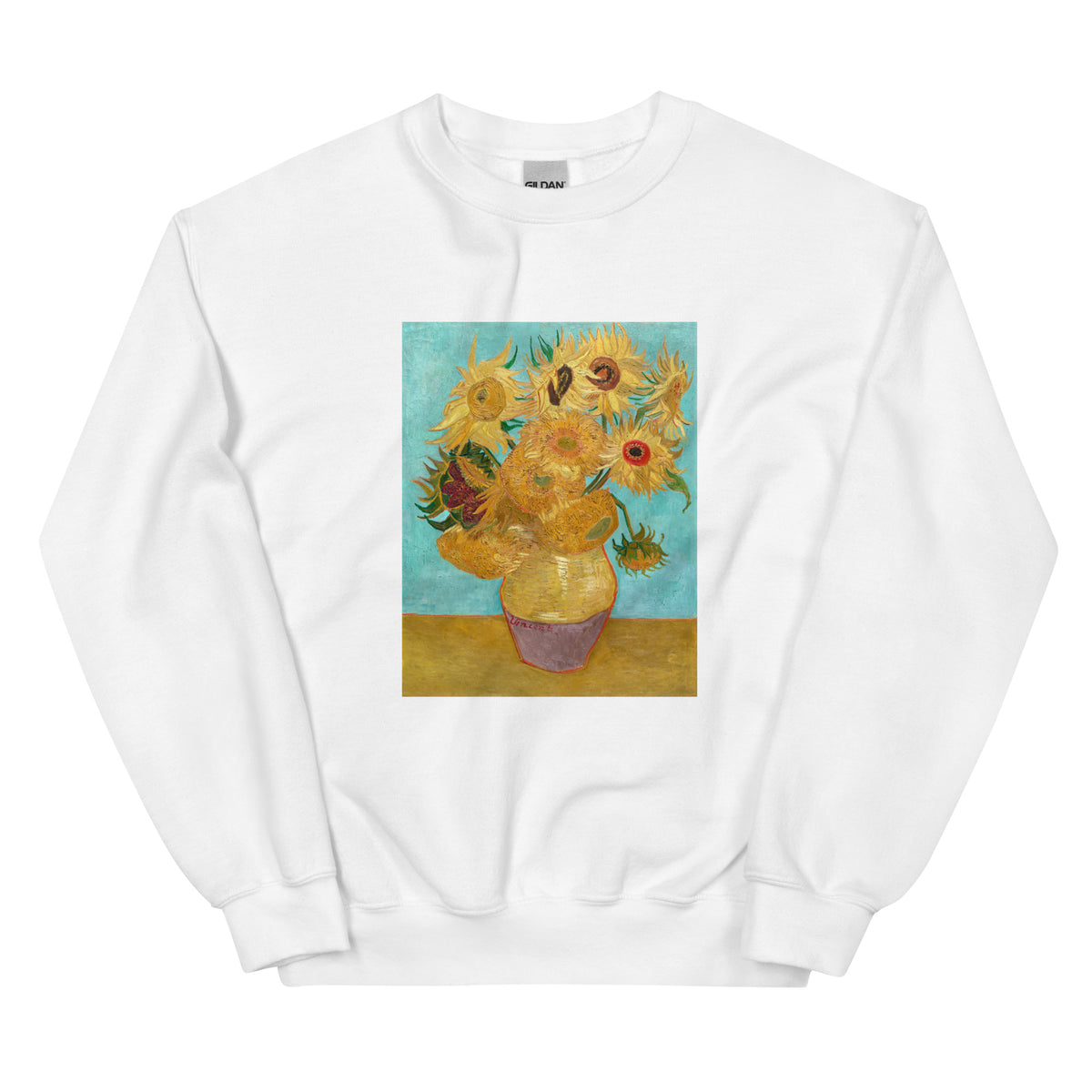 White Sweater Vincent Van Gogh S Vase With Twelve Sunflowers Famous Painting Essential