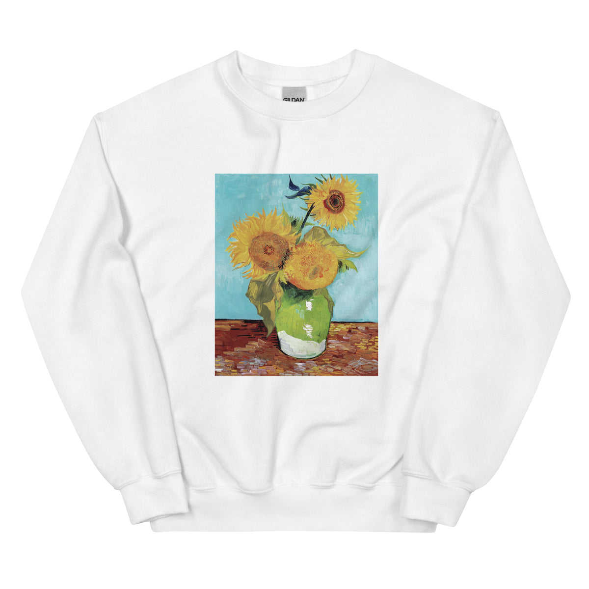 White Sweater Vincent Van Gogh S Vase With Three Sunflowers Famous Painting Essential