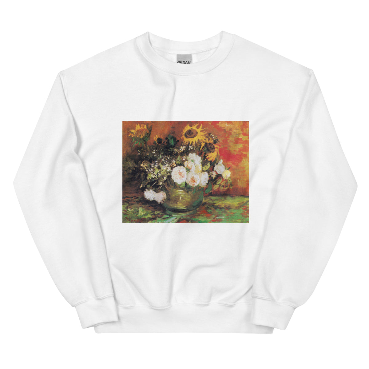 White Sweater Vincent Van Gogh S Bowl With Sunflowers Roses And Other Flowers Famous Painting Essential
