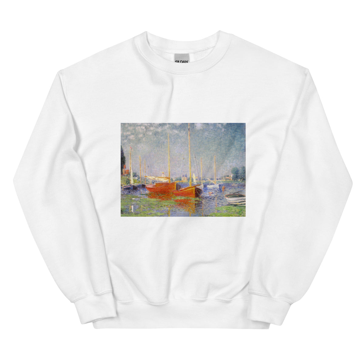 White Sweater Claude Monet S Red Boats At Argenteuil Famous Painting Essential