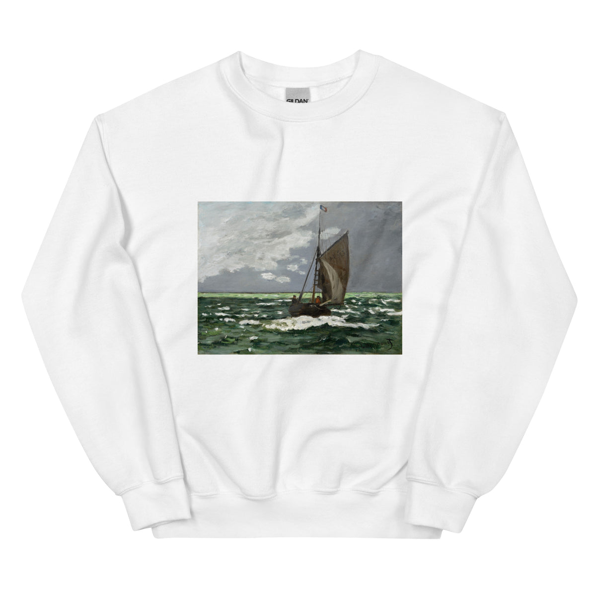 White Sweater Claude Monet S Seascape Storm Famous Painting Essential