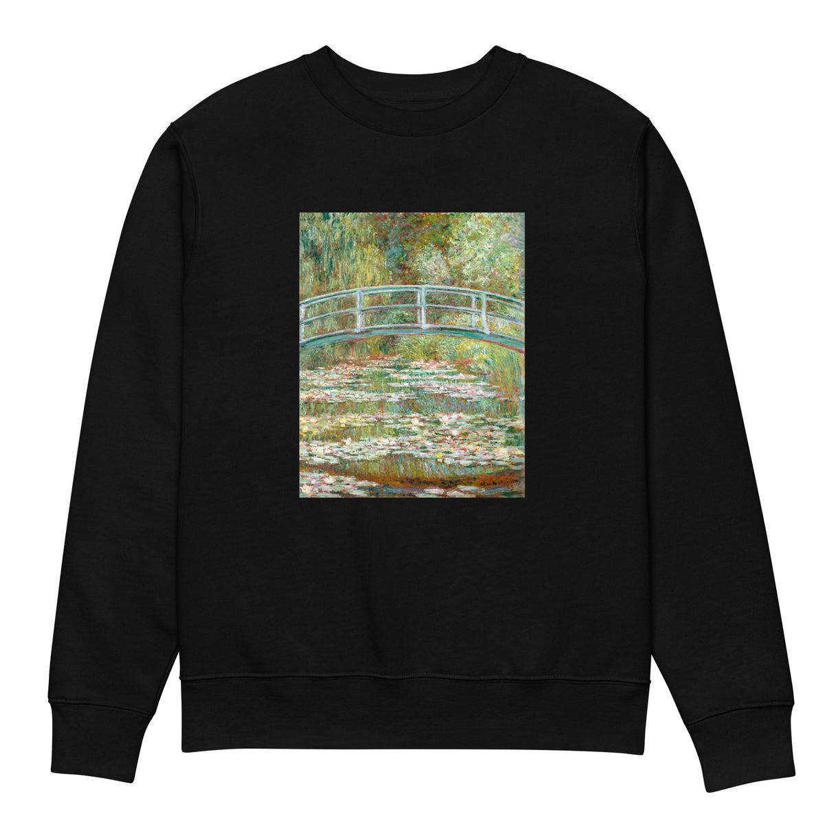 Black Sweater Bridge Over A Pond Of Water Lilies Premium